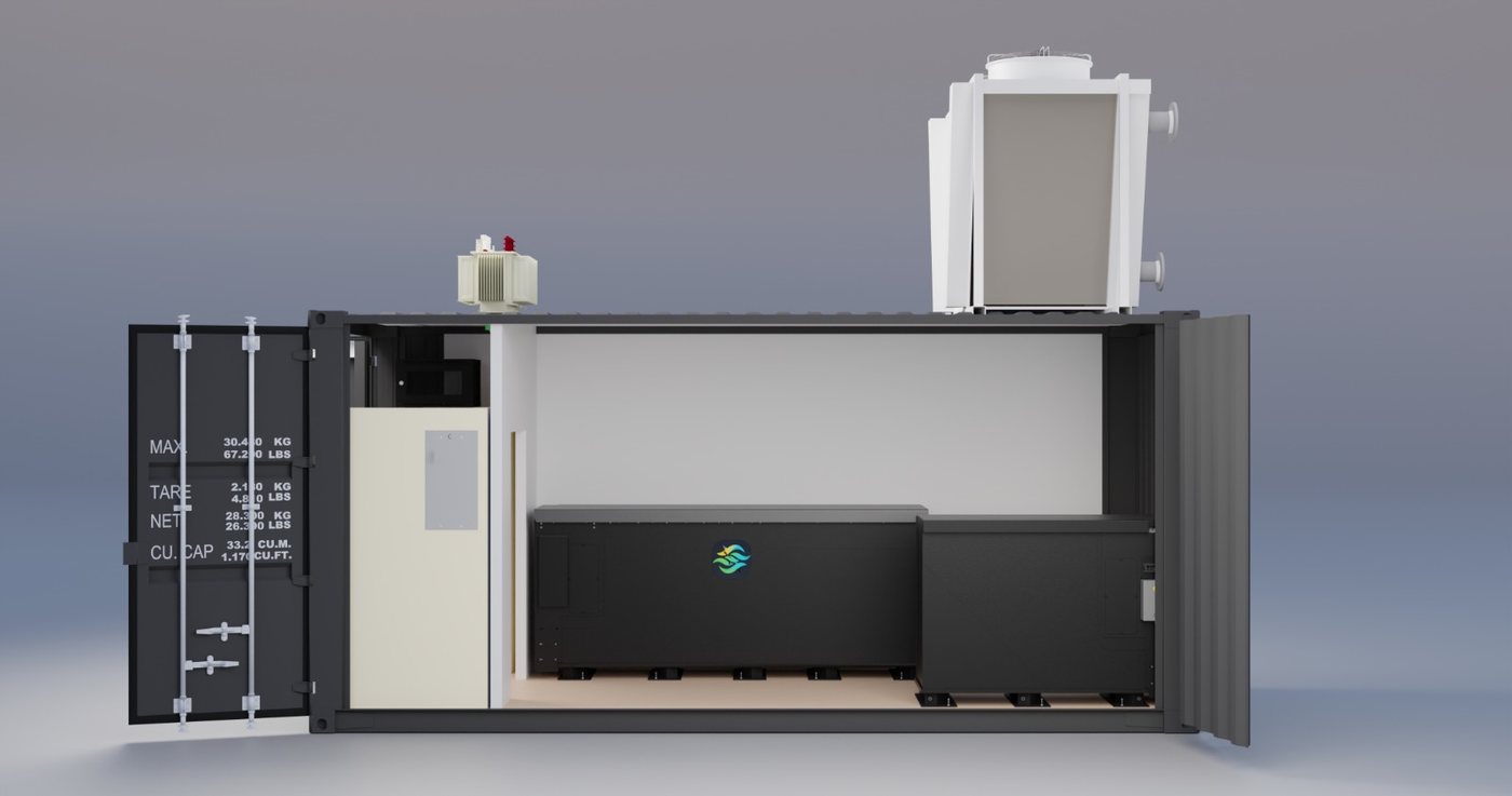 iC4EDGE 20HC container, interior view with transformer and cooling module